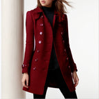 Elegant Transitional Coat with Double-Breasted Button Front