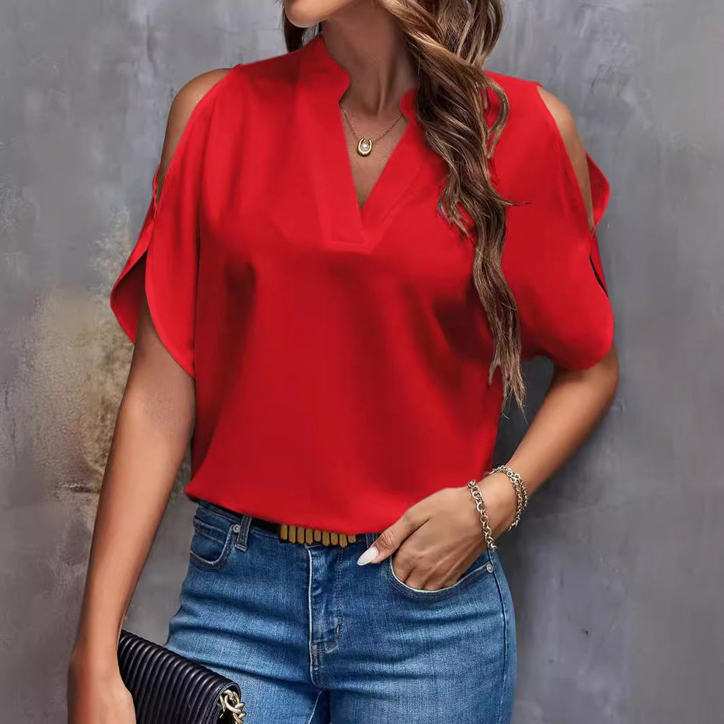 Elegant Women's Blouse with Cut-Out Sleeves
