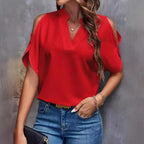 Elegant Women's Blouse with Cut-Out Sleeves