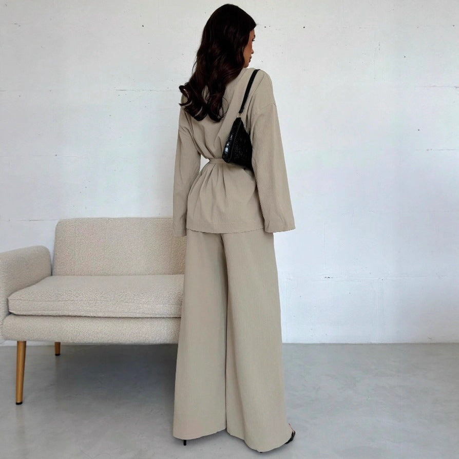 Elegant Soft Jumpsuit with Tie Belt