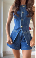 Women's Denim Overall with Chic Cut and Button Details