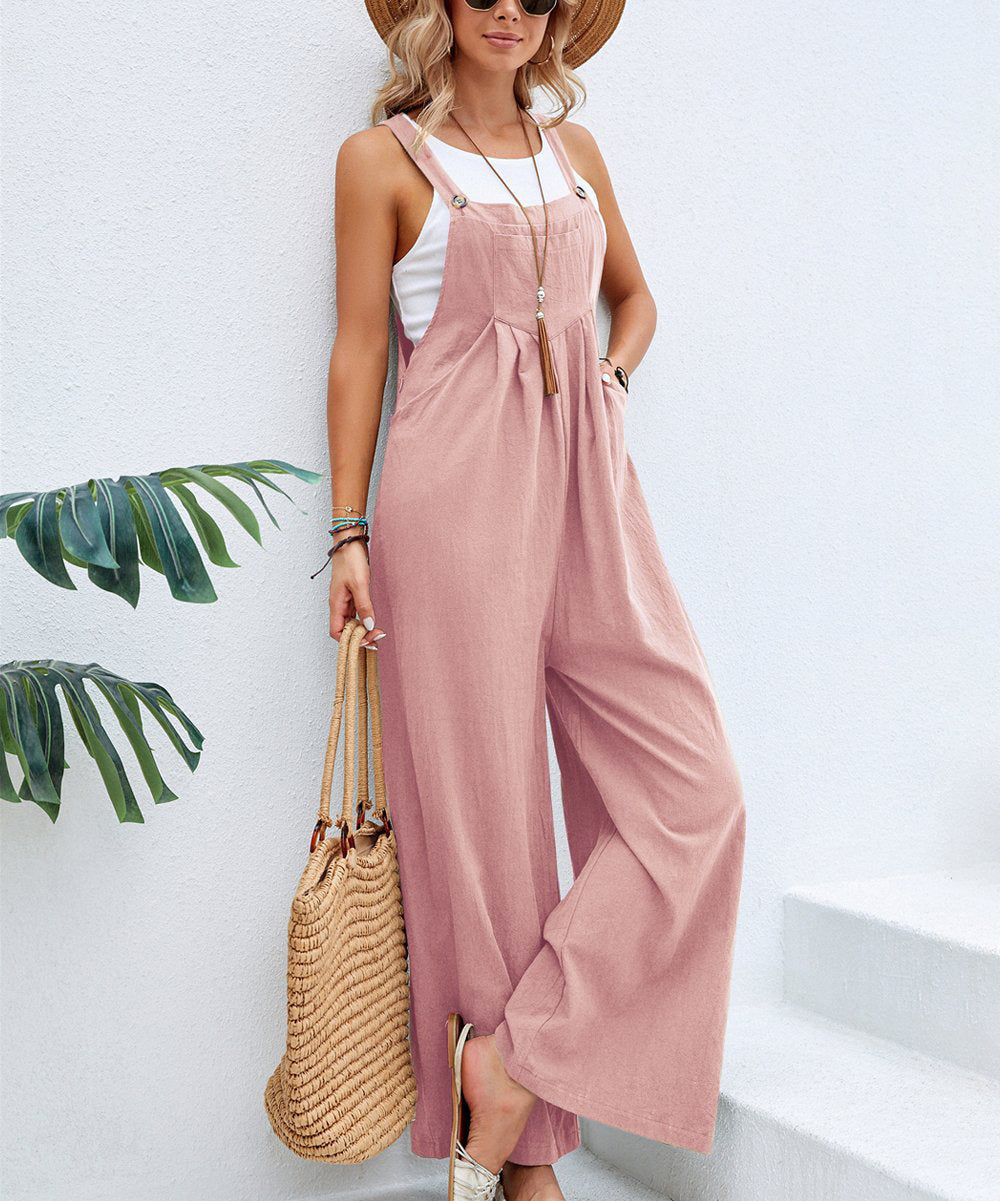Women's Casual Wide-Leg Jumpsuit with Fashionable Straps