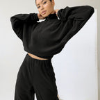 Women's Cropped Thermo-Fleece Set with Half-Zip