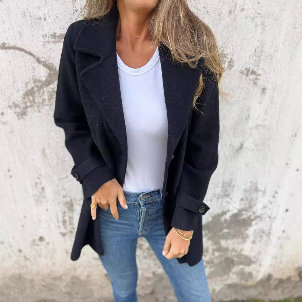 Women's Oversized Coat with Button Details