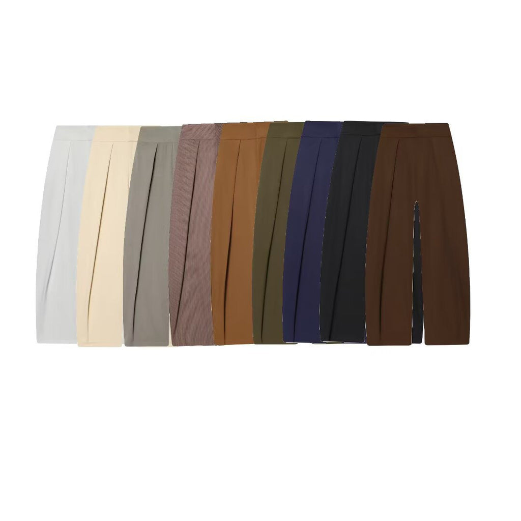 Women's Elegant Wide-Leg Trousers with Fine Pleats