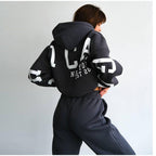 Women's Casual Oversized Sweat Suit with Hood and Elastic Waist