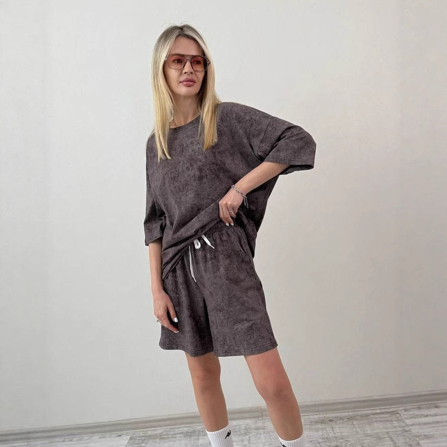 Women's Elegant Casual Set with Loose T-Shirt and Shorts
