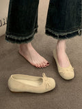 Women's Ballet Flats with Decorative Bow Detail and Fleece Outsole