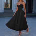 Women's A-Line Evening Dress with Adjustable Spaghetti Straps