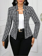 Elegant Houndstooth Blazer Jacket