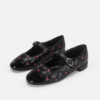Women's Ballet Flats with Decorative Strap and Glossy Toe