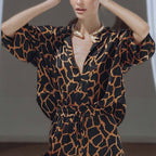 Women's Wide-Leg Jumpsuit with Giraffe Print