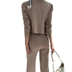 Women's Elegant Knitted Ensemble with Button Details