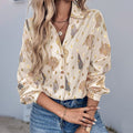 Women's Blouse with Elegant Shell and Gold Accents