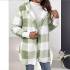 Women's Long Plaid Coat in Soft Material