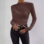 Women's Elegant Long-Sleeve Shirt with Ruching
