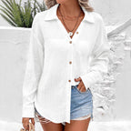 Women's Casual Cotton Blouse with Button Details