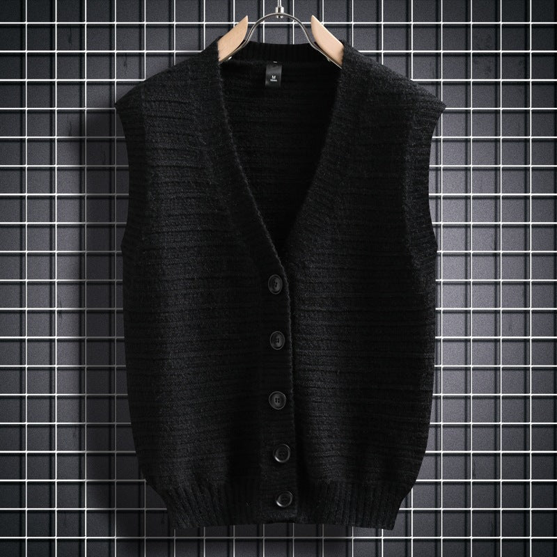 Sleeveless Knit Cardigan with Button Details