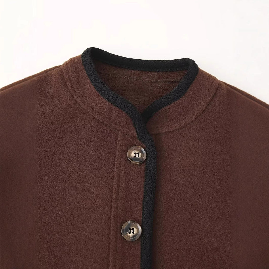 Elegant Women's Transitional Jacket with Contrasting Edges