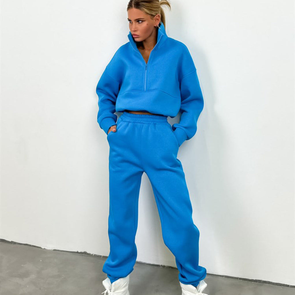 Cropped Half-Zip Fleece Set