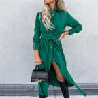 Long Shirt Blouse with Tie Belt