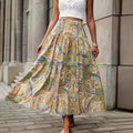 Women's Maxi Skirt with Paisley Pattern and Elastic Waist