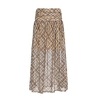Women's Maxi Skirt with Elastic Waist and Plaid Pattern