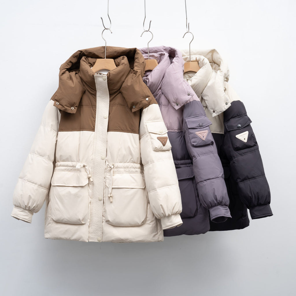 Women's Fashionable Winter Jacket with Functional Pockets and Large Hood