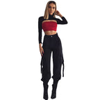 Women's Cargo Pants with Elastic Waist and Practical Side Pockets