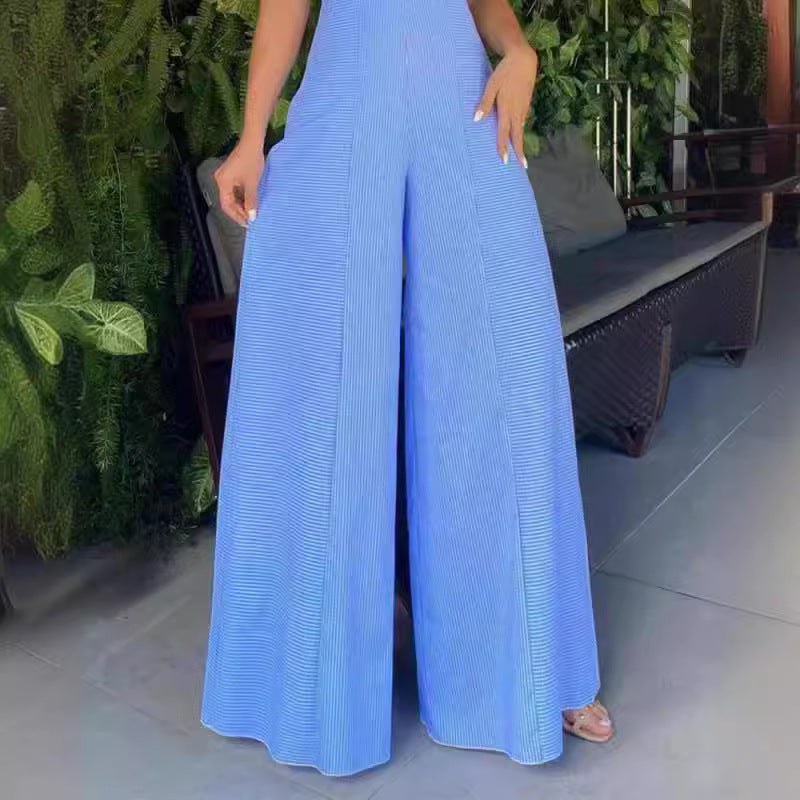 Women's Keyhole Neckline Wide-Leg Jumpsuit