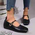 Women's Ballet Flats with Ankle Strap and Buckle