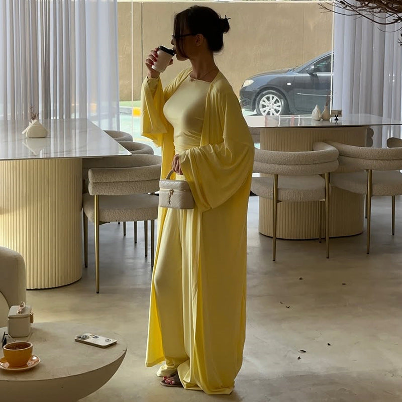Women's Loungewear Combination with Wide-Cut Top and Wide Pants