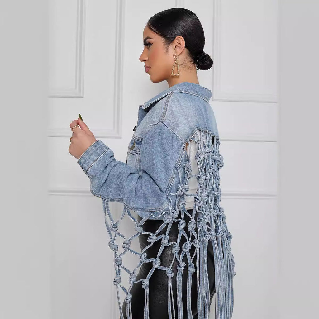 Women's Denim Jacket with Knot Detail