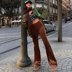 Women's Elegant High-Waisted Flare Trousers