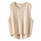 Women's Sleeveless Cable Knit Vest with Modern Details