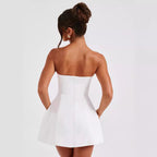 Women's Bustier Dress with Fitted Silhouette and Flared Skirt