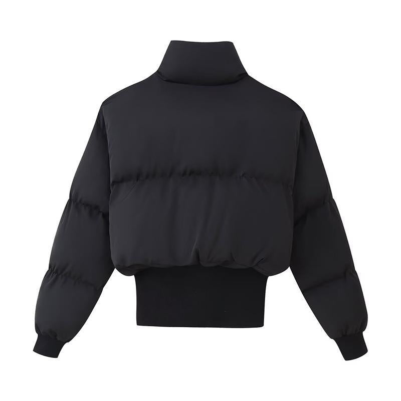 Women's Cropped Quilted Jacket with High Collar