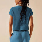 Women's Casual Knit Top and Wide-Leg Pants Set