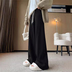Women's Comfortable High-Waisted Knit Pants with Drawstring