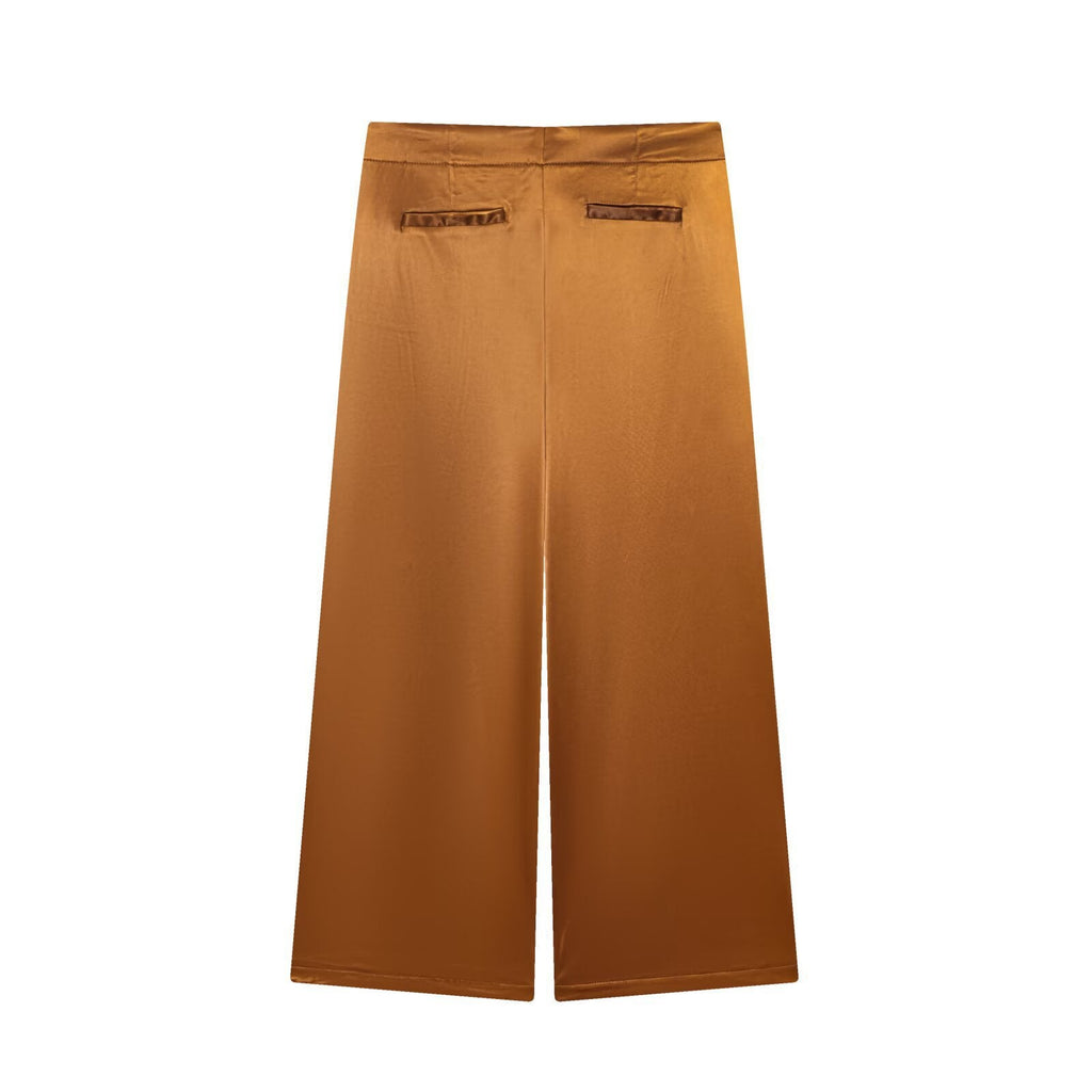 Women's Elegant Culotte Trousers with Button Details and High Waist