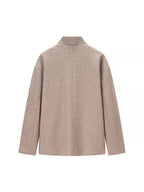 Elegant Women's Winter Jacket with Double-Breasted Button Front and Stand-Up Collar