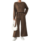 Women's Casual Wide-Cut Sweater Set with Tie Belts