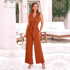 Elegant V-Neck Jumpsuit with Belt