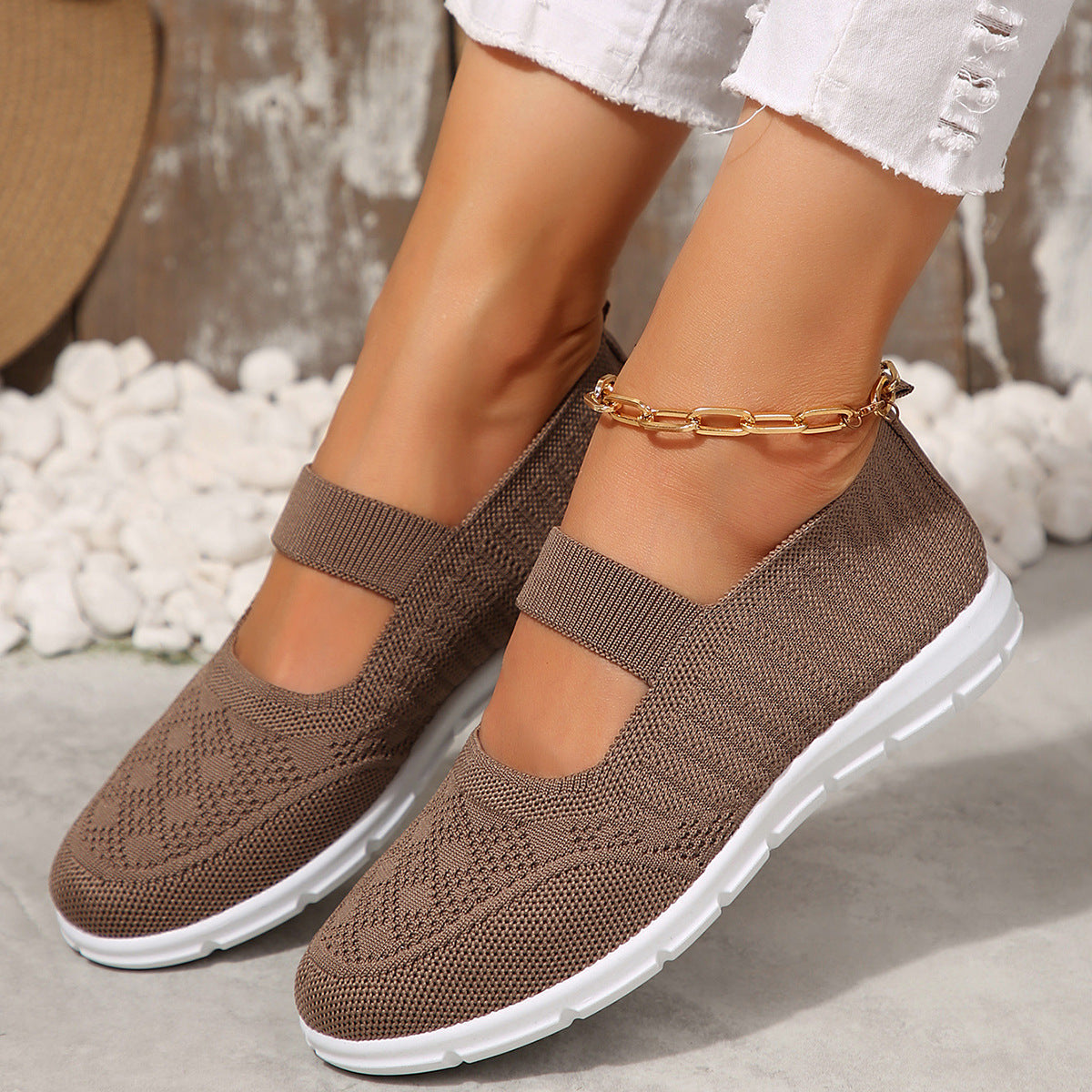 Women's Breathable and Flexible Ballet Flats with Elastic Strap