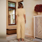 Casual Wide-Leg Jumpsuit with Waist Belt