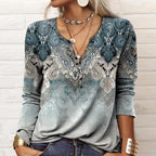 Women's Long-Sleeve Casual Shirt with Playful Pattern