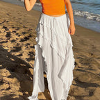 Airy Chiffon Skirt with Voluminous Ruffle Hem