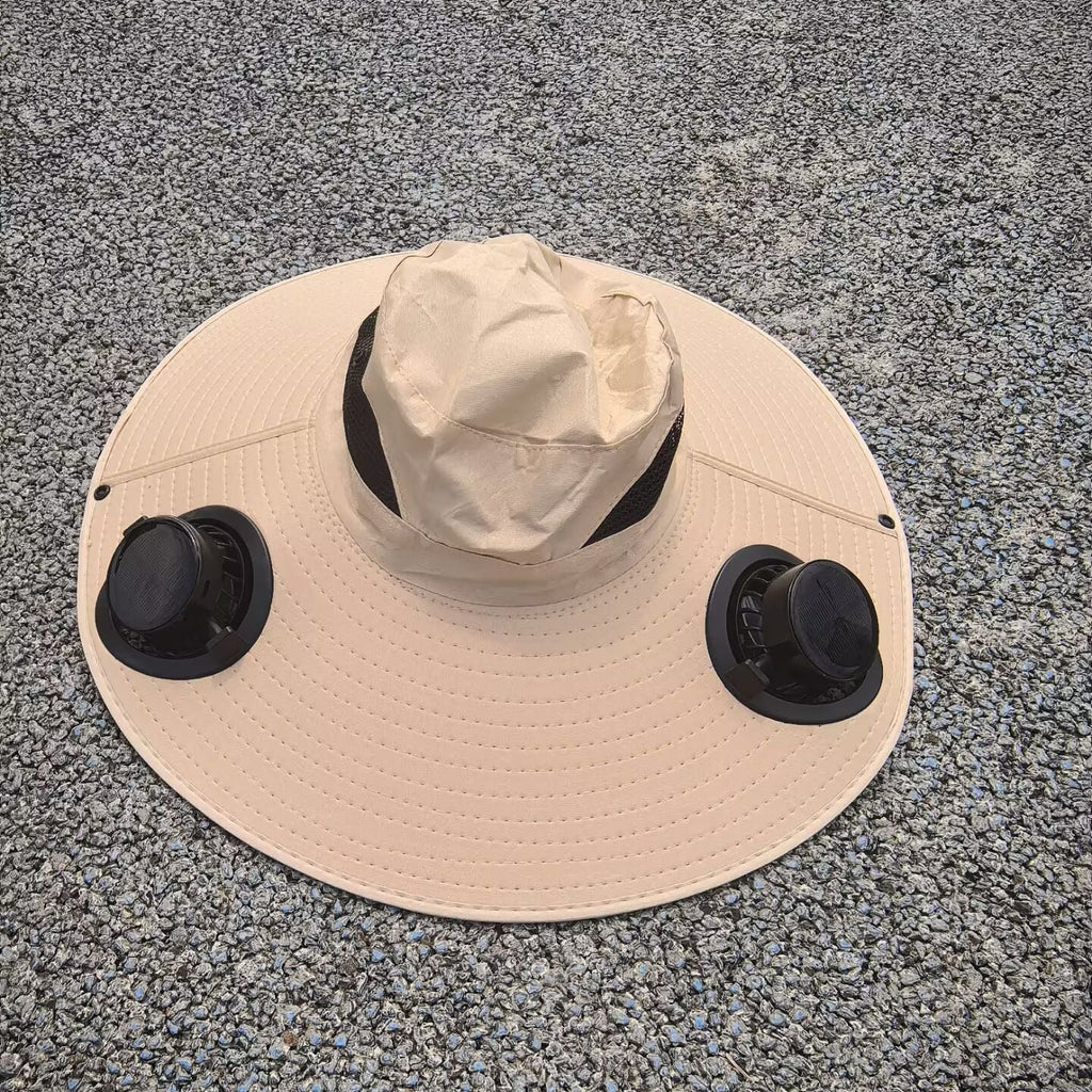 Air-Cooled Sun Hat with Removable USB Fans and Neck Protection