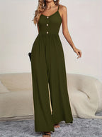Women's Jumpsuit with Button-Up Top and Wide Leg