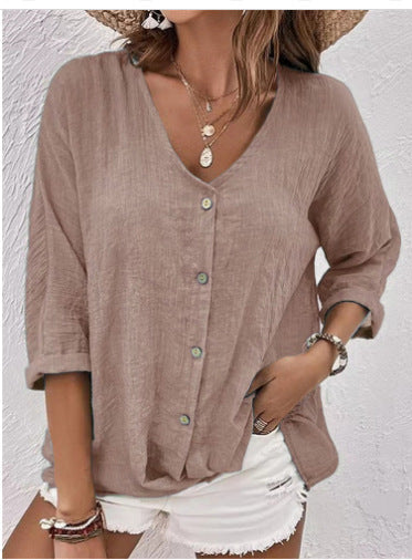 Women's Lightweight Viscose Blouse with Button Placket
